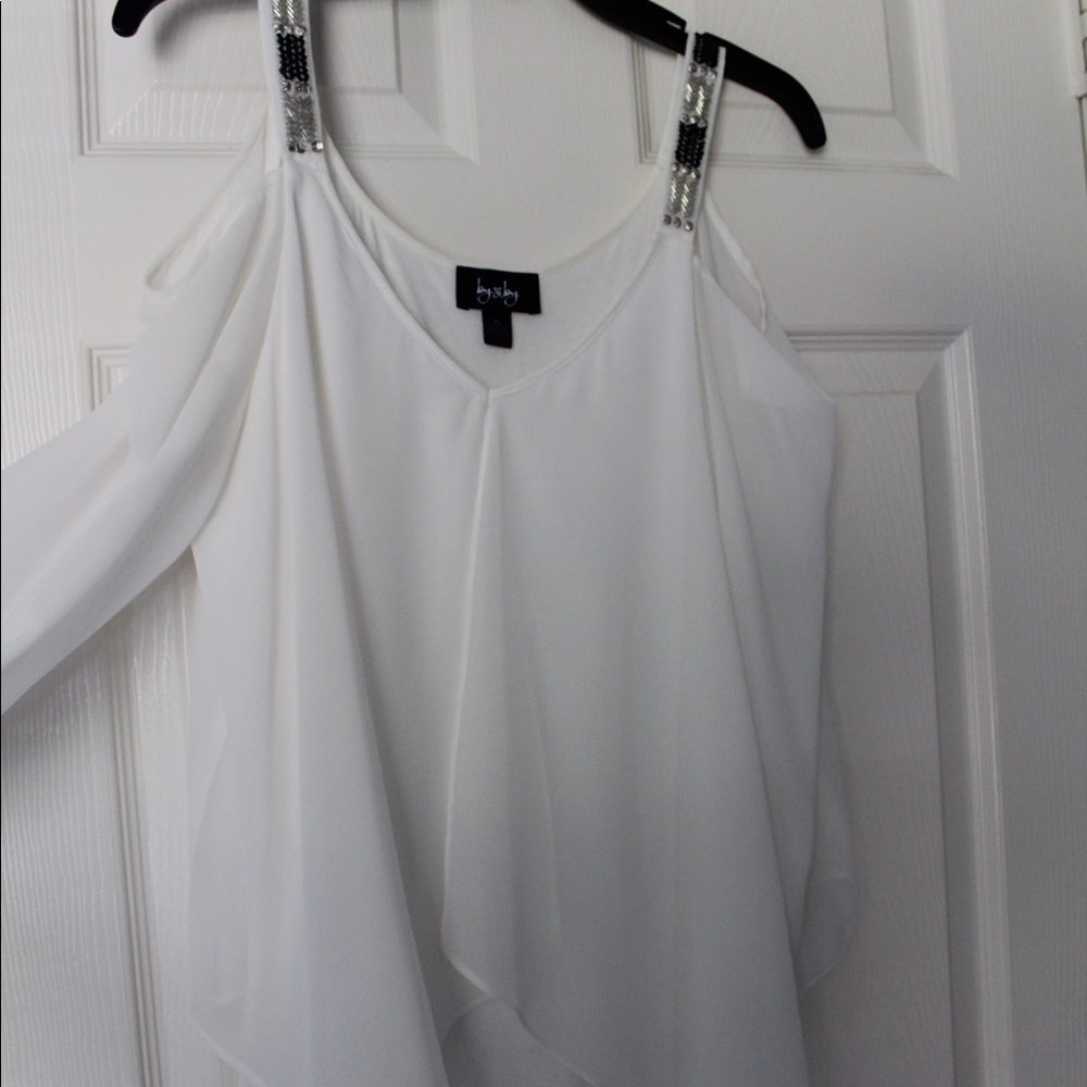 Cold Shoulder White Long Sleeve Top
